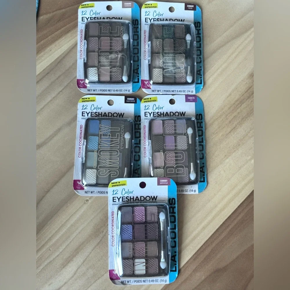Eyeshadow Palette Lot Of 5 L.A. Colors Nude, Smokey, Bold NEW Sealed
